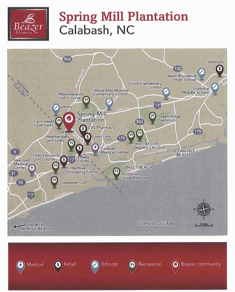 Spring Mill Plantation Calabash NC Map